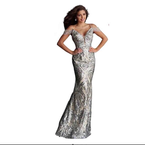 JVN by Jovani Embellished Lace Evening Gown - Picture 3 of 6